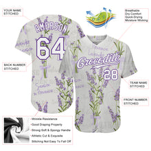 Load image into Gallery viewer, Custom White White-Purple 3D Pattern Design Lavenders Authentic Baseball Jersey