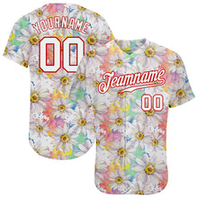 Load image into Gallery viewer, Custom White White-Red 3D Pattern Design Daisy Authentic Baseball Jersey