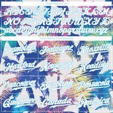 Load image into Gallery viewer, Custom White Light Blue 3D Pattern Design Hawaii Palm Trees Authentic Baseball Jersey