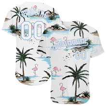 Load image into Gallery viewer, Custom White White-Light Blue 3D Pattern Design Hawaii Palm Trees Authentic Baseball Jersey