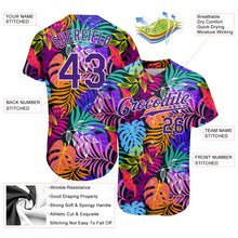 Load image into Gallery viewer, Custom White Purple-White 3D Pattern Design Hawaii Palm Trees Authentic Baseball Jersey