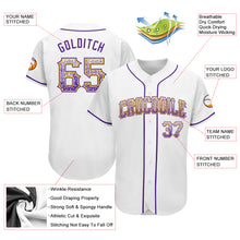 Load image into Gallery viewer, Custom White Purple-Gold Authentic Drift Fashion Baseball Jersey