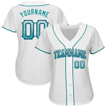 Load image into Gallery viewer, Custom White Teal-Navy Authentic Drift Fashion Baseball Jersey