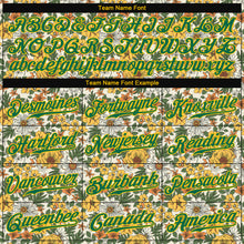 Load image into Gallery viewer, Custom White Kelly Green-Gold 3D Pattern Design Flowers Authentic Baseball Jersey