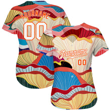 Load image into Gallery viewer, Custom White White-Orange 3D Pattern Design Flowers Authentic Baseball Jersey