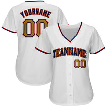 Load image into Gallery viewer, Custom White Old Gold-Navy Authentic Baseball Jersey