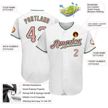 Load image into Gallery viewer, Custom White Medium Pink-Green Authentic Baseball Jersey