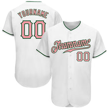 Load image into Gallery viewer, Custom White Medium Pink-Green Authentic Baseball Jersey