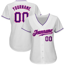 Load image into Gallery viewer, Custom White Purple-Pink Authentic Baseball Jersey
