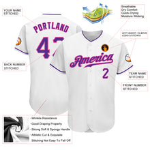 Load image into Gallery viewer, Custom White Purple-Pink Authentic Baseball Jersey
