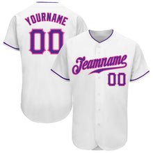Load image into Gallery viewer, Custom White Purple-Pink Authentic Baseball Jersey