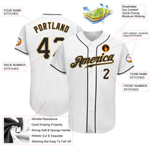 Load image into Gallery viewer, Custom White Black-Old Gold Authentic Baseball Jersey