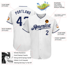 Load image into Gallery viewer, Custom White Navy-Gray Authentic Baseball Jersey