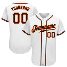 Load image into Gallery viewer, Custom White Black-Orange Authentic Baseball Jersey