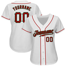 Load image into Gallery viewer, Custom White Red-Kelly Green Authentic Baseball Jersey