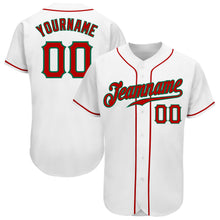 Load image into Gallery viewer, Custom White Red-Kelly Green Authentic Baseball Jersey