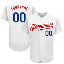 Load image into Gallery viewer, Custom White Royal-Red Authentic Baseball Jersey