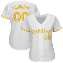 Load image into Gallery viewer, Custom White White-Gold Authentic Baseball Jersey
