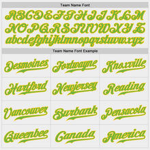 Load image into Gallery viewer, Custom White Neon Green-Gold Authentic Baseball Jersey
