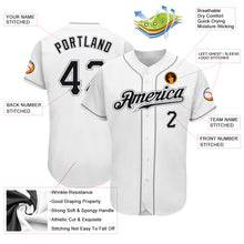 Load image into Gallery viewer, Custom White Black-Gray Authentic Baseball Jersey