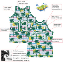Load image into Gallery viewer, Custom White White-Kelly Green 3D Pattern Hawaii Palm Trees Authentic Basketball Jersey