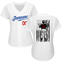 Load image into Gallery viewer, Custom White Royal-Red Authentic Baseball Jersey