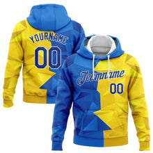 Load image into Gallery viewer, Custom Stitched Gold Royal-White 3D Pattern Design Ukrainian Flag Sports Pullover Sweatshirt Hoodie
