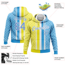 Load image into Gallery viewer, Custom Stitched Gold Light Blue-White 3D Pattern Design Sports Pullover Sweatshirt Hoodie
