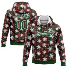 Load image into Gallery viewer, Custom Stitched Red Green-White 3D Christmas Plaid And Snow Sports Pullover Sweatshirt Hoodie
