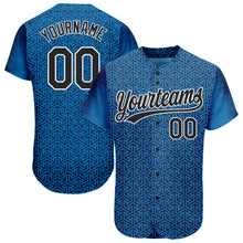 Load image into Gallery viewer, Custom Blue Black-White 3D Pattern Design Authentic Baseball Jersey
