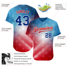 Load image into Gallery viewer, Custom Red Royal-Black 3D American Flag Fashion Authentic Baseball Jersey
