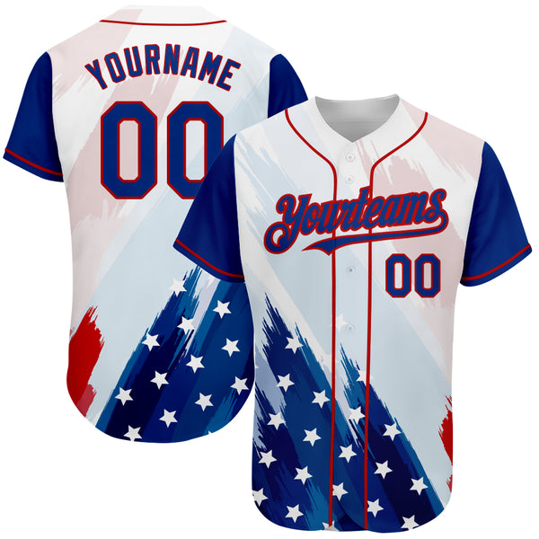 Red white blue baseball jersey top