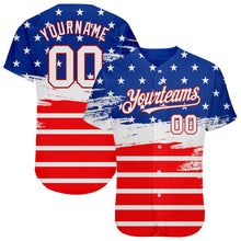 Load image into Gallery viewer, Custom Royal White-Red 3D American Flag Fashion Authentic Baseball Jersey

