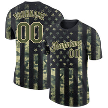 Load image into Gallery viewer, Custom Camo Olive-Cream 3D American Flag Fashion Performance Salute To Service T-Shirt
