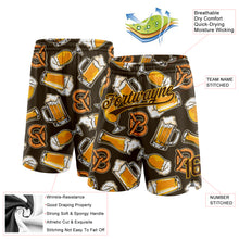 Load image into Gallery viewer, Custom Brown Gold 3D Pattern Design Beer Authentic Basketball Shorts
