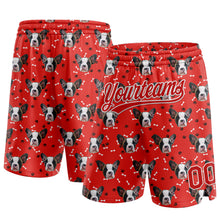 Load image into Gallery viewer, Custom Red White 3D Pattern Design Dogs Authentic Basketball Shorts
