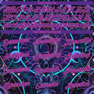 Custom Black Purple-Pink 3D Pattern Design Magic Mushrooms Over Sacred Geometry Psychedelic Hallucination Performance T-Shirt