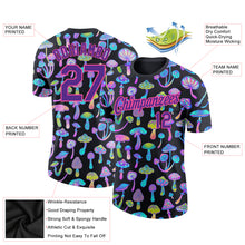 Load image into Gallery viewer, Custom Black Purple-Pink 3D Pattern Design Magic Mushrooms Psychedelic Hallucination Performance T-Shirt
