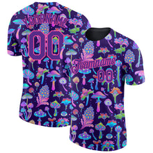 Load image into Gallery viewer, Custom Black Purple-Pink 3D Pattern Design Colorful Flowers And Mushrooms Psychedelic Hallucination Performance T-Shirt
