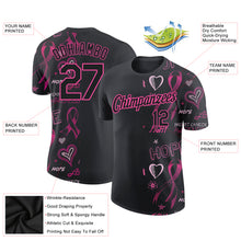 Load image into Gallery viewer, Custom Black Pink 3D Pattern Design Pink Ribbon Breast Cancer Awareness Month Women Health Care Support Performance T-Shirt
