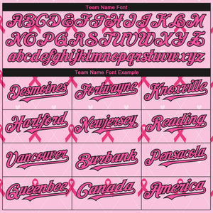 Custom Pink Black 3D Pink Ribbon Breast Cancer Awareness Month Women Health Care Support Authentic Baseball Jersey