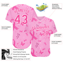 Load image into Gallery viewer, Custom Pink-White 3D Pink Ribbon Breast Cancer Awareness Month Women Health Care Support Authentic Baseball Jersey
