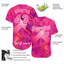 Load image into Gallery viewer, Custom Pink-White 3D Pink Ribbon Breast Cancer Awareness Month Women Health Care Support Authentic Baseball Jersey
