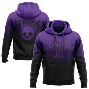 Custom Stitched Purple Black 3D Skull Fashion Sports Pullover Sweatshirt Hoodie