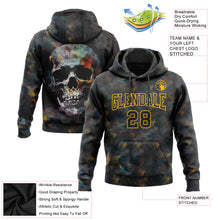 Load image into Gallery viewer, Custom Stitched Black Gold 3D Skull Fashion Sports Pullover Sweatshirt Hoodie
