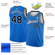 Load image into Gallery viewer, Custom Blue Black-White Rounded Zigzag Lines Authentic City Edition Basketball Jersey
