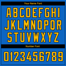 Load image into Gallery viewer, Custom Blue Gold-Black Side Stripes Authentic City Edition Basketball Jersey
