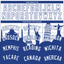 Load image into Gallery viewer, Custom White Royal Holiday Travel Monuments Silhouette Authentic City Edition Basketball Jersey
