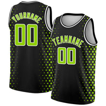 Load image into Gallery viewer, Custom Black Neon Green-White Halftone Authentic City Edition Basketball Jersey
