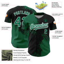 Load image into Gallery viewer, Custom Black Kelly Green-White 3D Pattern Design Abstract Brush Stroke Authentic Baseball Jersey
